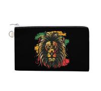 Lion of Judah Rasta Reggae Coin Purse Fashion Canvas Pouch Portable Wallet Makeup Bag for Men Women