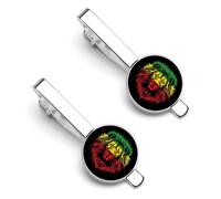 Lion of Judah Reggae Tie Clips for Men Classic Necktie Tie Bar 2 Pack Clasp Clips Gifts for Anniversary Business