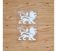 Lion of Judah Sticker Decal Vinyl Rasta Rastafari Flag Jamaica Ethiopia - 2 Pack White 12.7cm - for Car Boat Laptop Cup No Background Die-Cut