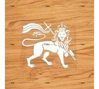 Lion of Judah Sticker Decal Vinyl Rasta Rastafari Flag Jamaica Ethiopia Single Color - White 15.2cm - for Car Boat Laptop Cup No Background Die-Cut