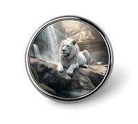 Lion on Rock Round Badge Cute Brooch Hats Jackets Decor Personalized Lapel Pin Clothing Jewelry Accessories for Wedding Party Gift