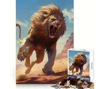 Lion on The Desert Run Jigsaw Puzzle for Teenagers 1000 Pieces Leisure Game HD Print Fun Activity Thoughtful Gift (50x75cm)