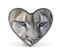 Lion on The Mountains Heart-shaped Brooch Pins Metal Badge Lapel Pin Jacket Hat Bag Accessories