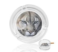 Lion on The Mountains Round Glass Ashtray Washable Simple Ash Trays