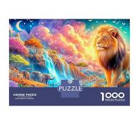 Lion Overlooks A Vibrant Fantasy Savanna 1000 Piece Jigsaw Puzzle The Lion Educational & Challenging for Kids & Adults 70x50cm/1000pcs