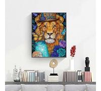 Lion Paint by Numbers for Adults, Animal Painting by Number Kits On Canvas, Adults Beginners DIY Acrylic Oil Craft Art Painting Kits with Brushes for Home Wall Decor 12 x 16 Inch PjY1594 7-6