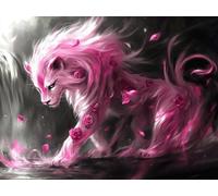 Lion Paint by Numbers for Adults Beginner with Frame, Rose Painting by Numbers for Children, DIY Acrylic Oil Painting Number Kits Art Crafts, Hobbies for Adults Women Room Wall Decor 50x70 cm Q-5196