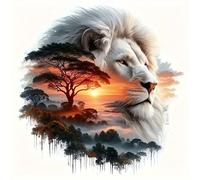 Lion Painting,African Sunset Scene PVC Vinyl Car Decals Stickers Waterproof Self-Adhesive Decals for Cars, Laptops, Trucks, Motorcycles Wall Window Luggage Scratch Cover Door Decor Sticker