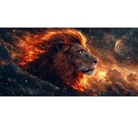 Lion Painting Diamond Painting Kits for Adults & Kids, 5D Full Drill Round Diamond Art Craft, DIY Gem Art Painting by Numbers for Home Wall Decor, Beginner Friendly, Stress Relief Gift 60 x 120cm A356