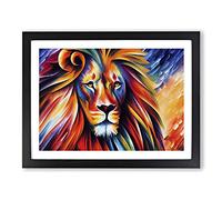 Lion Painting Vol.1 Abstract Framed Print | A4 Black Framed Wall Art | Ready to Hang | Abstract Animal Picture | Living Room Bedroom Lounge Office