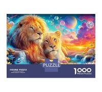 Lion Pair Rests in A Floral Stream 1000-Piece Jigsaw Puzzle The Lion Ideal for Men, Women, Elders & Seniors 52x38cm/1000pcs