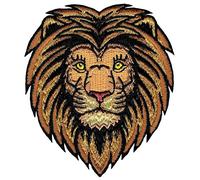 Lion Patch Embroidered Iron-On Applique Roaring African Safari Striped Souvenir