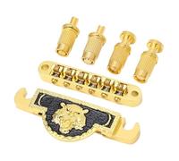 Lion Pattern Electric Guitar Roller Saddle Bridge Metal Tailpiece LP 6mm, Roller Saddles for Reduced Friction and Wear, Fully Adjustable Brass Saddle (Gold)