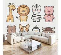 Lion Penguin Wall Mural 3D Effect Cartoon Cute Non-Woven Self-Adhesive Wallpaper Living Room Bedroom Home Decor TV Background Large Art Wall Painting 400x280 cm