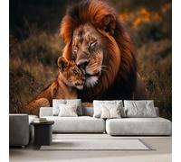 Lion Photo Wallpaper for Bedroom Grasslands, Animals, Forests 3D Small Wall Mural, Removable Peel and Stick Self-Adhesive Wall Decal for Boys Girls Living Room Office Decor 157"x 110" T-299