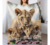 Lion Plush Throw Blanket for Girls Boys Kids Sofa Couch Bedroom Fleece Blankets Soft Four Seasons 100×130cm