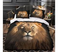 Lion Portrait Comforter Cover 3D Design Printed Hotel Quality 3 Piece Bedding Set Zipper Duvet Cover Super Soft Breathable for Adults Kids Girls Boys Women Youth Single（140x200cm）