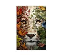 Lion Portrait Floral Animal Canvas Poster Wall Art Decor Print Picture Paintings for Living Room Bedroom Decoration 12x18inch(30x45cm)