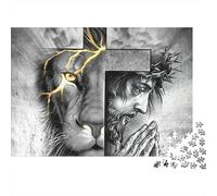 Lion Portrait Jigsaw Puzzle for Adults 1000 Piece Jigsaw Puzzle Praying Man Relaxing Gift Home Decor 38x26cm/1000pcs