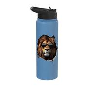 Lion Portrait Looking Through Hole Safari Zoo Wildlife Stainless Steel Insulated Water Bottle