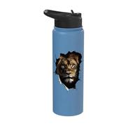 Lion Portrait Looking Through Hole Safari Zoo Wildlife Stainless Steel Insulated Water Bottle