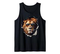 Lion Portrait Looking Through Hole Safari Zoo Wildlife Tank Top