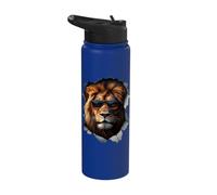 Lion Portrait Looking Through Hole with Sunglasses Stainless Steel Insulated Water Bottle