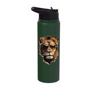 Lion Portrait Looking Through Hole with Sunglasses Stainless Steel Insulated Water Bottle