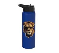 Lion Portrait Looking Through Hole with Sunglasses Stainless Steel Insulated Water Bottle