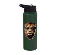 Lion Portrait Looking Through Hole with Sunglasses Stainless Steel Insulated Water Bottle