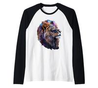 Lion Portrait Painting Safari Zoo Wildlife Raglan Baseball Tee
