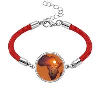 Lion Prairie African Continent Name Map Lucky Red String Bracelet Rope Bracelet Handmade