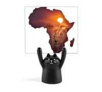 Lion Prairie African Continent Name Map Memo Holder Cartoon Black Cat Stand Decoration