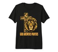 Lion Prayer Warrior Faith Christian Premium T-Shirt