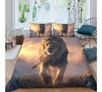 Lion Print Duvet Set 3D Microfiber Teen Room Decor