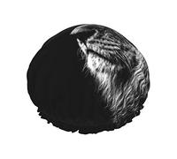 Lion Print Shower Cap For Women Reusable Double-Layer Fabric Shower Caps Girls Hair Caps