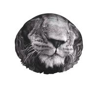 Lion Printed Double-Layer Shower Cap, Reusable Shower Cap, Suitable For Various Hair Lengths