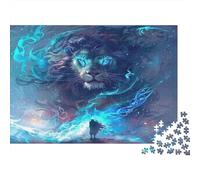 Lion Puzzle for Adults: Blue Lion in Stormy Sea Brainteasing & Challenging Game for Wall Decoration 38x26cm/1000pcs