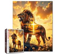 Lion Puzzle Sphinx Landscape Sunlit Cross Jigsaw Motivational Picture 1000 Pieces Puzzles for Adults Beginner Challenging Family Activity Games DIY Crafts Puzzle for Home Decor Gifts