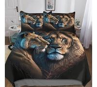 Lion Quilt Cover Super-Soft Bedding Set Comfortable Printed Duvet Cover Sets with Pillowcases for Adults Kids Double 200x200cm