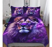 Lion Quilt Cover Super-Soft Bedding Set Polycotton Comforter Cover Comfortable & Durable Printed Duvet Cover Sets with Pillowcases for Adults Teenager Kids Single (135x200cm)