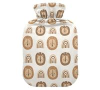 Lion Rainbow Beige Hot Water Bottle with Cover for Pain Relief Feet and Bed Warmer for Pregnant, 2L