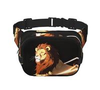 Lion raising his head Pattern trendy fashionable waist bag, unisex travel sports messenger bag