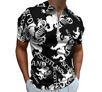 Lion Rampant Scotland Scottish Men's Golf Polo-Shirt Summer Short Sleeve T-Shirt Quick Dry Muscle Tees XS