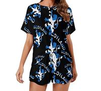 Lion Rampant Scotland Scottish Women 2 Piece Pajamas Shorts And Top PJ Sets Sleepwear Loungewear With Pocket