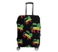 Lion Rasta Reggae Music Jamaica Flag Travel Luggage Cover Suitcase Protector Elastic Washable Baggage Covers Fits 19-32 Inch with Funny Print