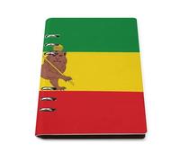 Lion Rastafari Flag Leather A5 Binder Notebook Refillable Travel Journal with 90 Sheets Personal Planner for Women Men