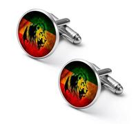 Lion Reggae Jamaica Cufflinks for Men Round Cuff Links Shirt Cufflinks Jewelry for Wedding Party Business Gifts 2.0cm