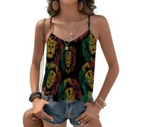 Lion Reggae Jamaica Women's Tank Tops Print Sleeveless Vests Blouses Spaghetti Strap Shirts