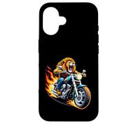 Lion Riding a Motorcycle Design Funny Lion Case for iPhone 16